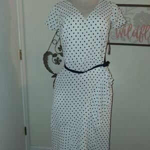 Rslph Lauren Polka Dot Wrap Dress